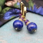 Серьги с аметистом и лазуритом