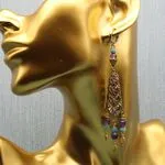 Серьги в этностиле из аметиста, бирюзы