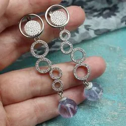 Серьги с натуральными аметистами