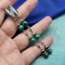 Длинные серьги с малахитом