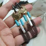 Серьги с экзотическими материалами - бирюза, жемчуг