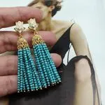 Стильные серьги кисточки с бирюзой
