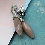 Серьги с натуральными камнями - солнечный камень