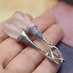 Серьги с розовым кварцем