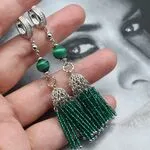Серьги с малахитом, зелеными камнями