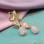 Серьги клевер с розовым кварцем