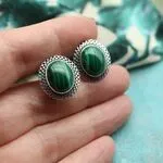 Серьги из серебра и малахита