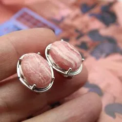 Серебряные серьги с родохразитами