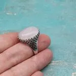 Кольцо с кварцем - Розовый кварц