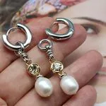 Серьги конго с жемчужными подвесками