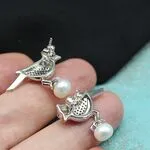 Жемчужные серьги - серьги с птичками