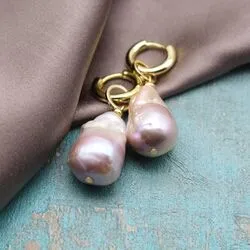 Серьги с розовым барочным жемчугом