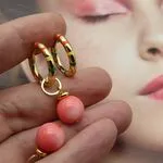 Серьги с розовым кораллом - авторские украшения