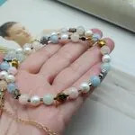 Колье с жемчугом и аквамарином