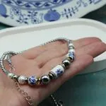 Колье с фарфоровыми бусинами, жемчугом