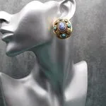 Крупные стильные серьги с камнями - содалит, бирюза