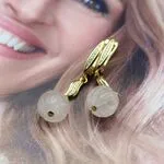 Серьги с резным камнем - розовый кварц