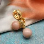 Серьги с розовыми камнями - солнечный камень