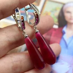Серьги с малиновыми агатами