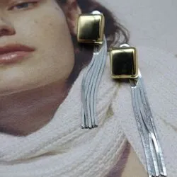 Серьги гвоздики с цепосками