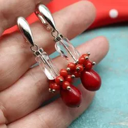 Серьги с красными кораллами