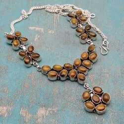 Колье из тигрового глаза и серебра
