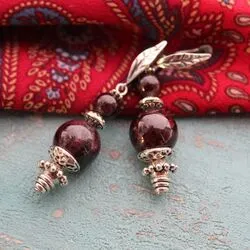 Серьги с гранатами и розовым кварцем